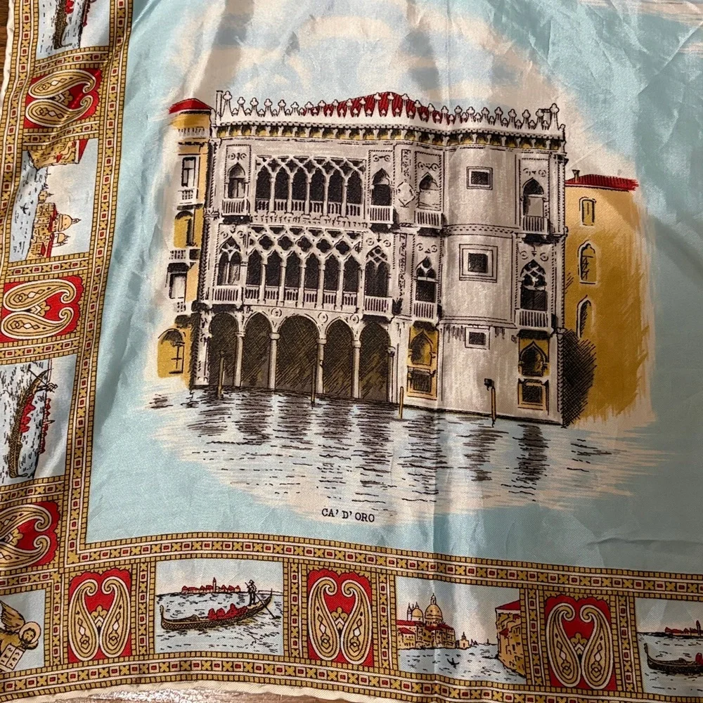 Elegant Blue and Gold Venezia Scarf